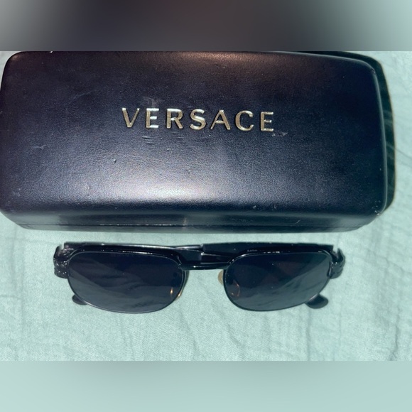 VERSACE Black Vintage 90s Medusa Logo Sunglasses MOD X03 EUC w/case Y2K matrix - Picture 1 of 11